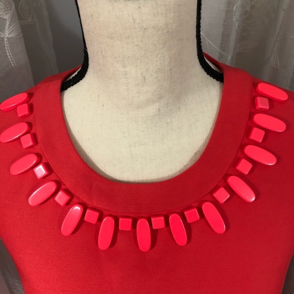 Kate Spade  Red Dress Size 4 Beaded Neckline - Picture 5 of 16